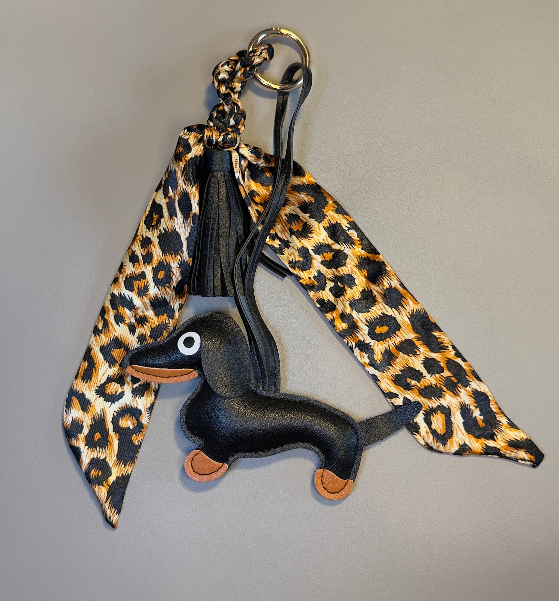 Leopard Scarf Dachshund bag charm