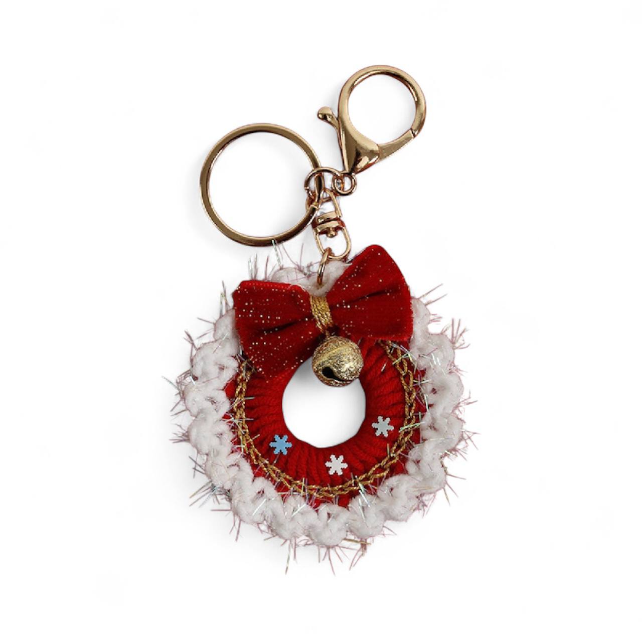 Christmas Wreath Keychain with Bell & Bow