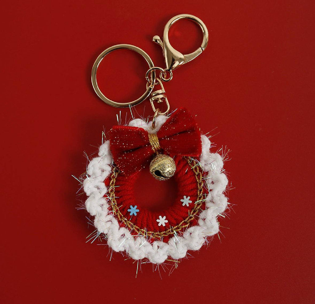 Christmas Wreath Keychain with Bell & Bow