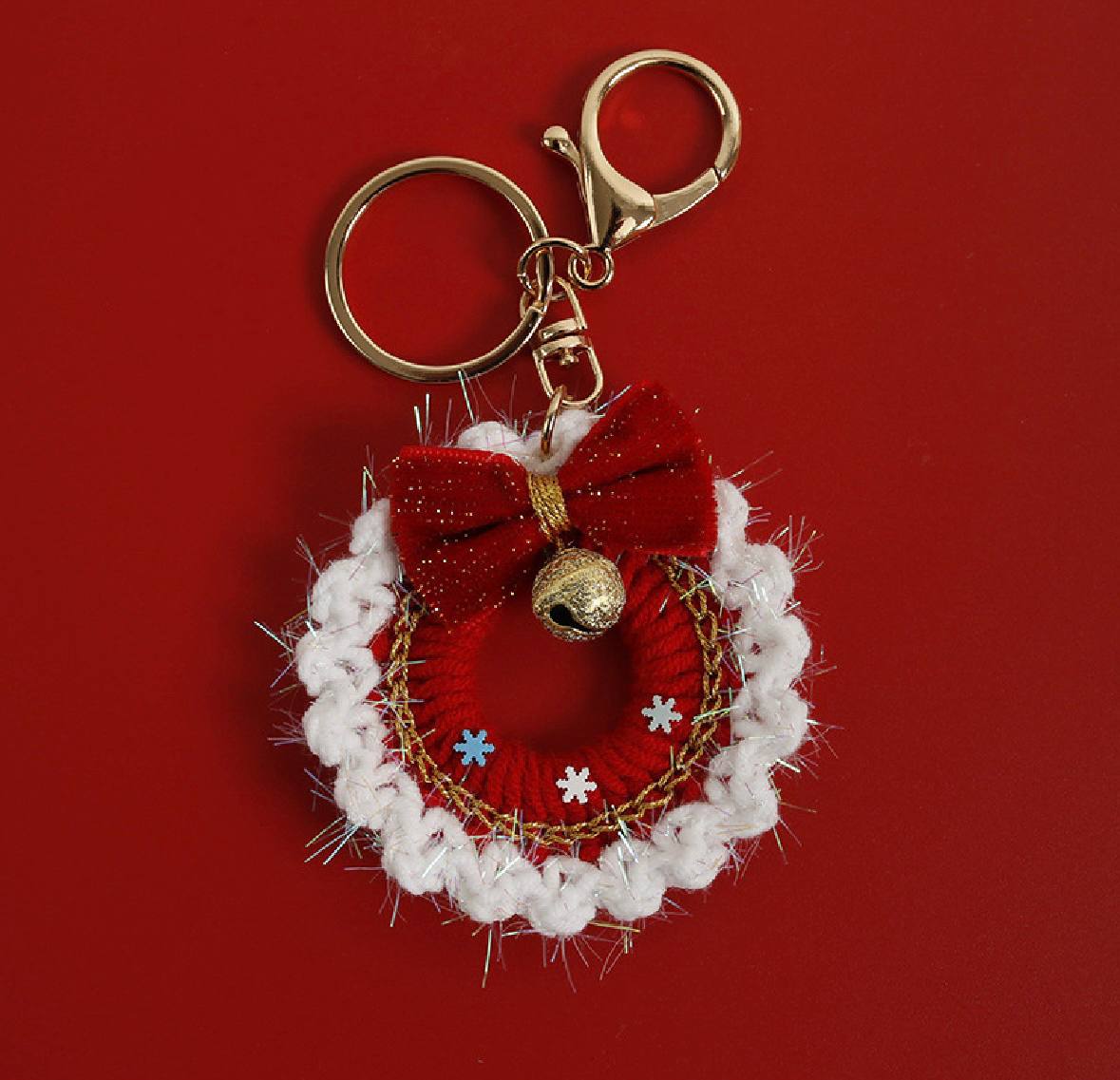 Christmas Wreath Keychain with Bell & Bow